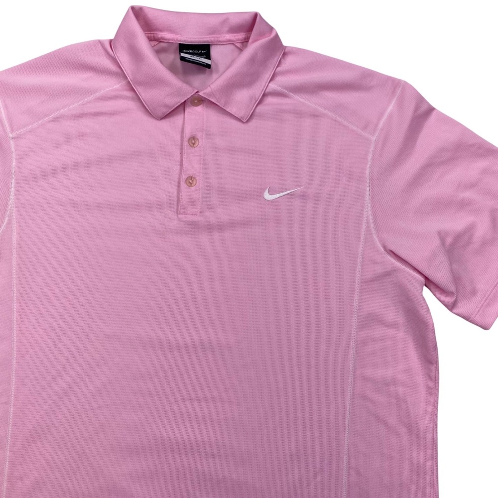 Nike Golf Dri-Fit Polo Shirt Mens Large Pink Short Sleeve 349753-623 Wicking